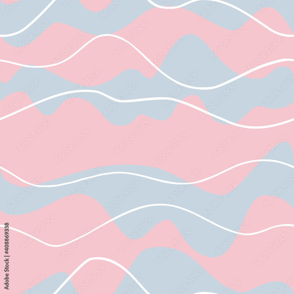 Fototapeta premium seamless pattern with pink, blue and white waves