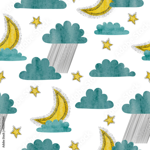 Seamless pattern with moon,...
