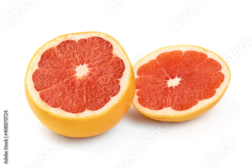 Red grapefruits, isolated on white background