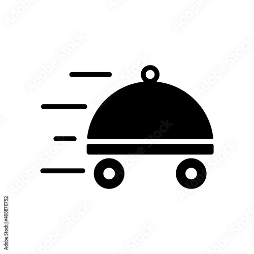 Food delivery with dish vector glyph icon