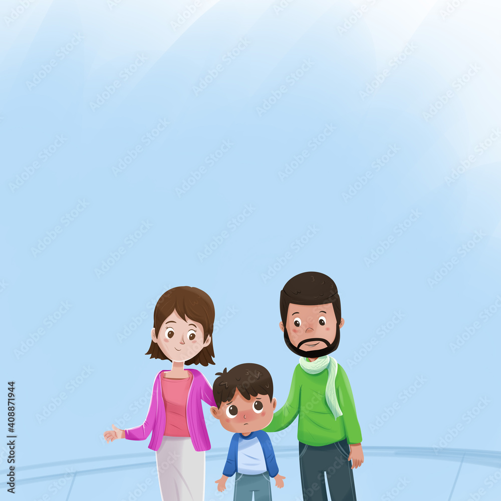 cute illustration of mother, father and son. cartoon cute illustration of mother, father and son. cartoon