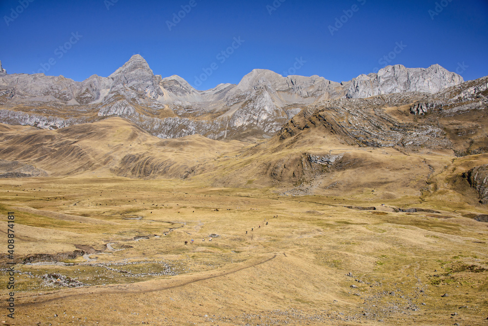 The open landscape and stunning sceneries along the Cordillera Huayhuash circuit, Ancash, Peru