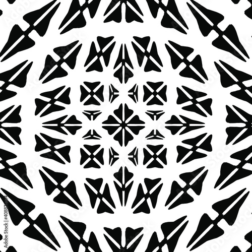 Geometric vector pattern with triangular elements. abstract ornament for wallpapers and backgrounds. Black and white colors. 