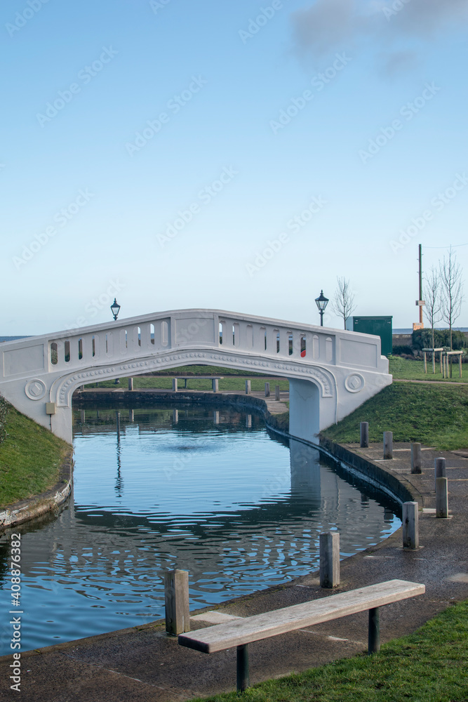 The Venetian Waterways in Great Yarmouth, Norfolk, UK, during lockdown January 2021
