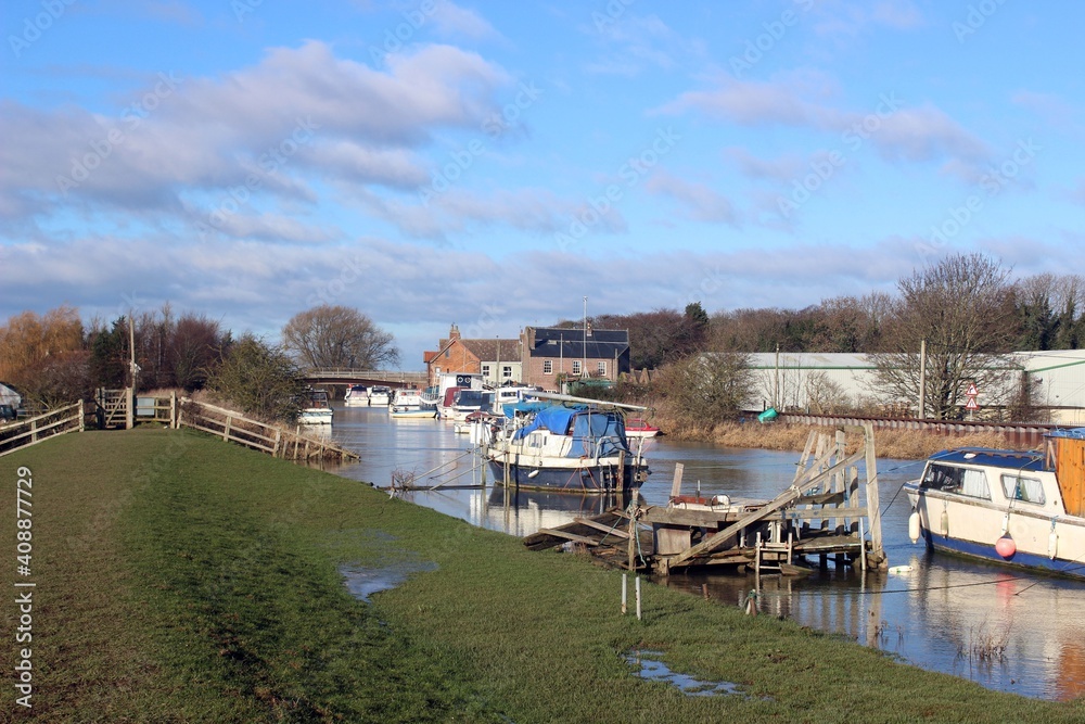 River Hull (after heavy rainfall) and Tickton, East Riding of Yorkshire.