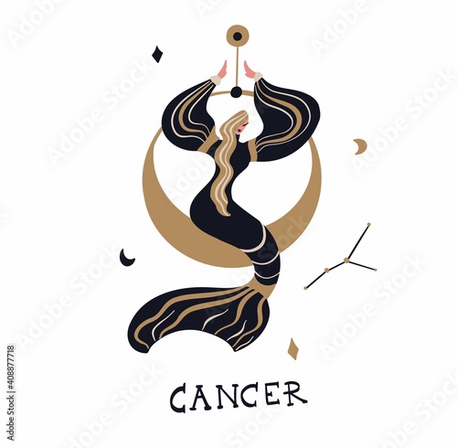 Zodiac signs Cancer Vector illustration of the zodiac symbol.