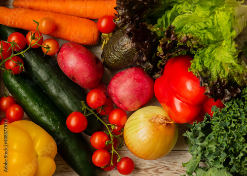 Fresh vegetables organic produce healthy food background