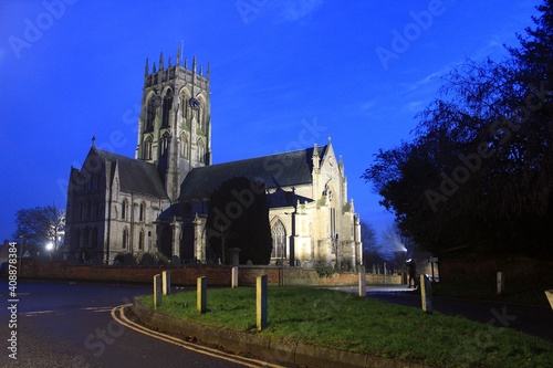 St Augustine's Church, Hedon, East Riding of Yorkshire, by night. photo