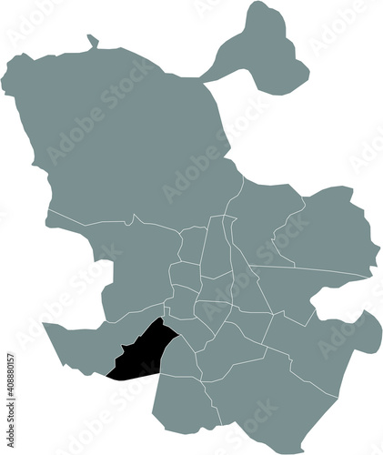 Black location map of Madrilenian Carabanchel neighborhood inside gray map of Madrid  Spain