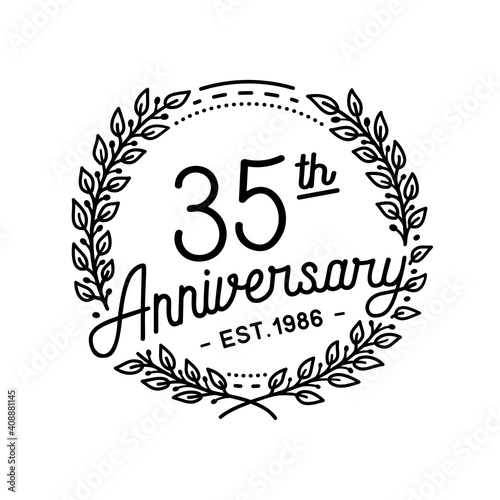 35 years anniversary celebrations design template. 35th logo. Vector and illustrations.