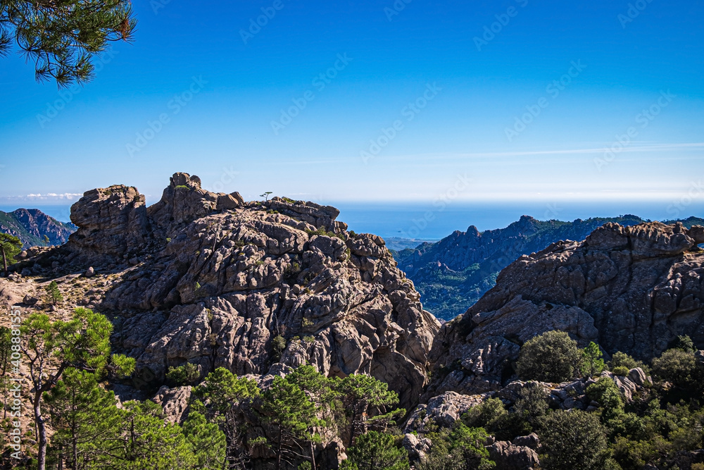 Hiking trail to Piscia di Gallo, rock formations, Corse, France Hiking trail to Piscia di Gallo, rock formations, Corse, France