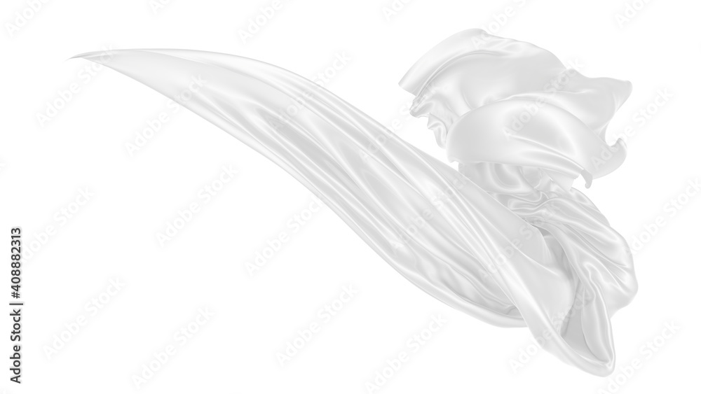 Obraz premium Beautiful flowing fabric of white wavy silk or satin. 3d rendering image.