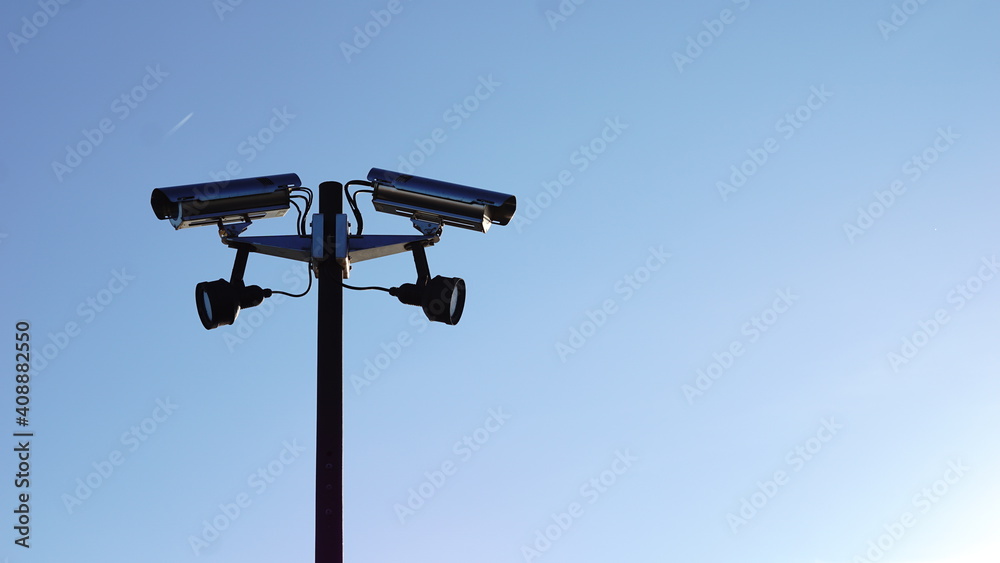 security video surveillance cameras against sky security video surveillance cameras against sky