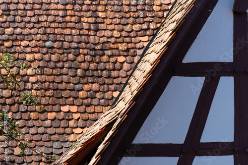 Above the roofs of Rothenburg ob der Tauber on a sunny summer day