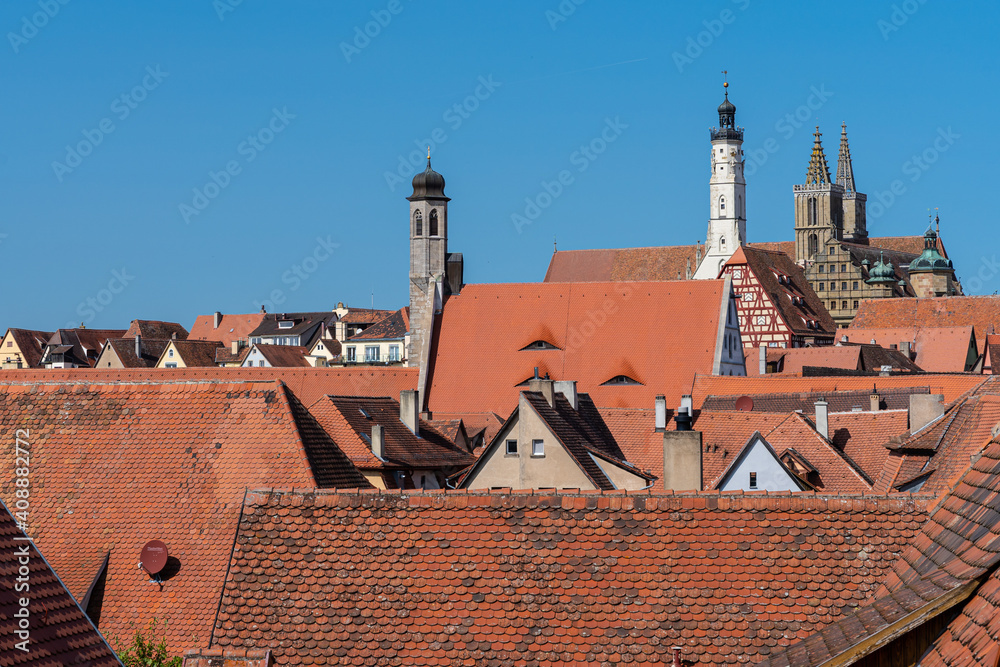 Above the roofs of Rothenburg ob der Tauber on a sunny summer day Above the roofs of Rothenburg ob der Tauber on a sunny summer day