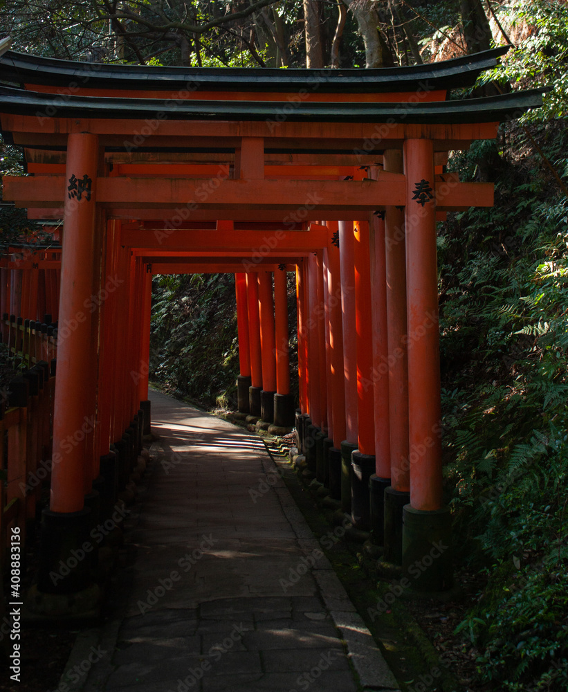 Large gates at Fushimi Inari Shrine in Kyoto, Japan Large gates at Fushimi Inari Shrine in Kyoto, Japan