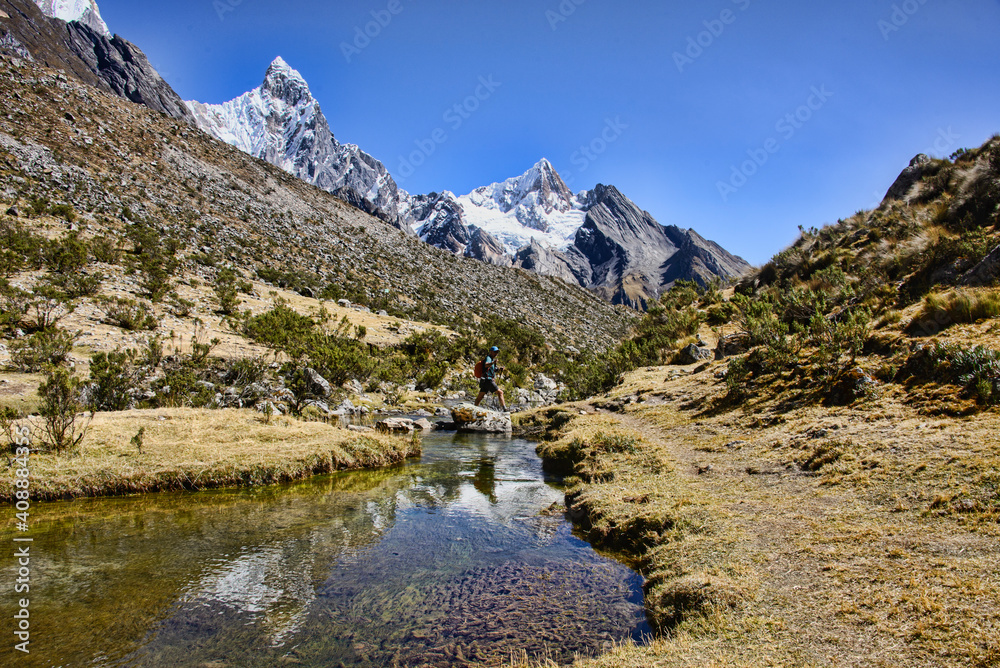 Laguna Siula and mountain panorama on the Cordillera Huayhuash circuit, Ancash, Peru Laguna Siula and mountain panorama on the Cordillera Huayhuash circuit, Ancash, Peru
