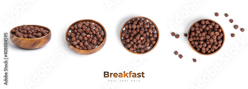 Chocolate balls isolated on a white background. Quick breakfast.