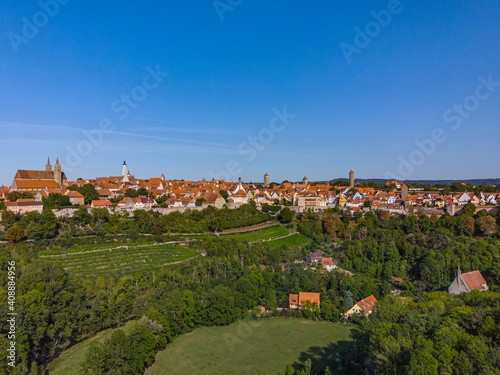 Above the roofs of Rothenburg ob der Tauber on a sunny summer day © Julia Hermann