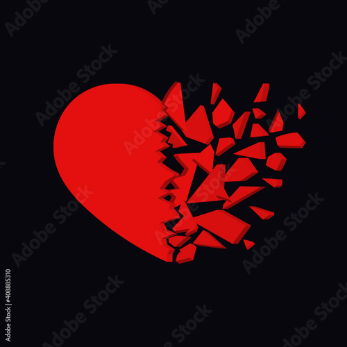 Broken heart icon. Unhappy relationship sign. Vector design