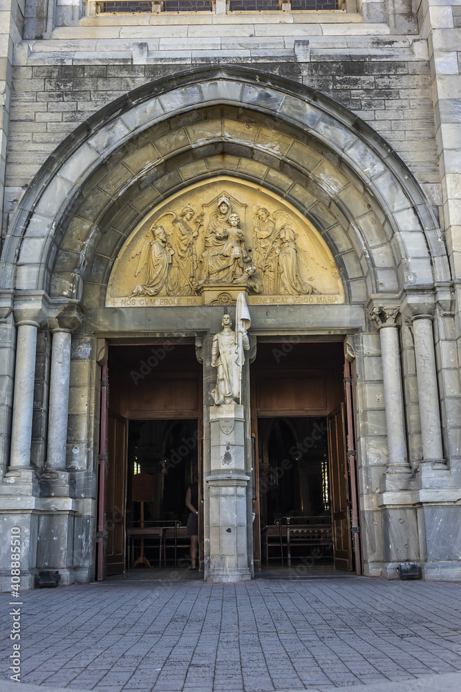 Roman-Byzantine style catholic Church of Saint Eugenie (Eglise Sainte-Eugenie, 1856) - one of Biarritz major landmarks. Biarritz, Department of Pyrenees-Atlantiques, Nouvelle-Aquitaine region, France.