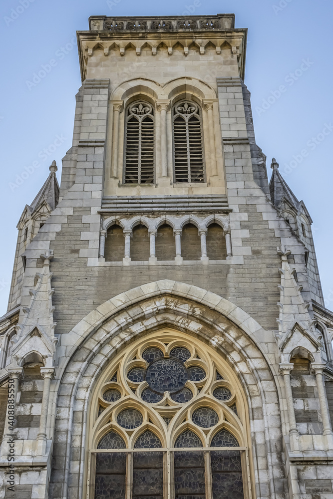 Roman-Byzantine style catholic Church of Saint Eugenie (Eglise Sainte-Eugenie, 1856) - one of Biarritz major landmarks. Biarritz, Department of Pyrenees-Atlantiques, Nouvelle-Aquitaine region, France.