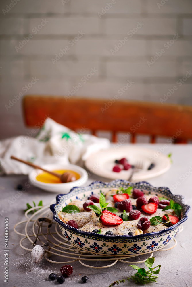 Baked crepes with cream sauce..style rustic Baked crepes with cream sauce..style rustic