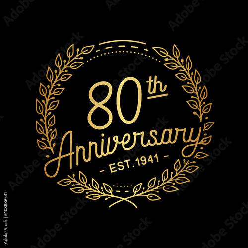 80 years anniversary celebrations design template. 80th logo. Vector and illustrations.
