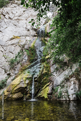 Vertical shot of the Sturtevant Falls in Angeles National Forest, California photo