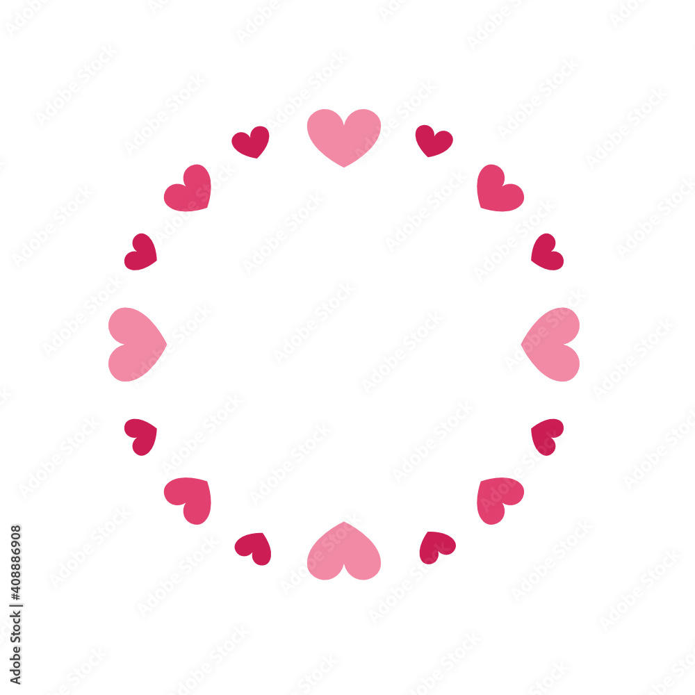 Heart Circle Logo, Heart Logo, Round Hearts, Heart Border Vector Illustration Background, Valentine's Day Border