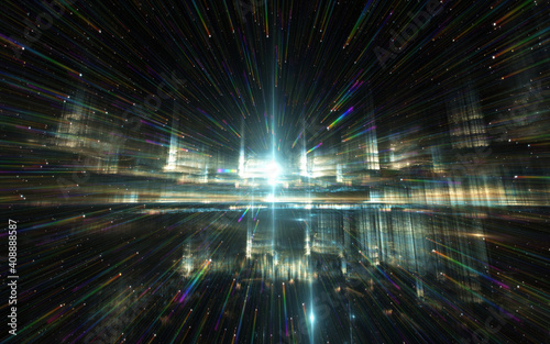 Quantum world  speed of light. Quantum mechanics  spectral shift