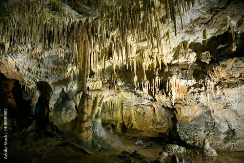 Obraz na płótnie Raj Cave, Undergrounds in Poland, dripstone form, Jaskinia Raj w salonie