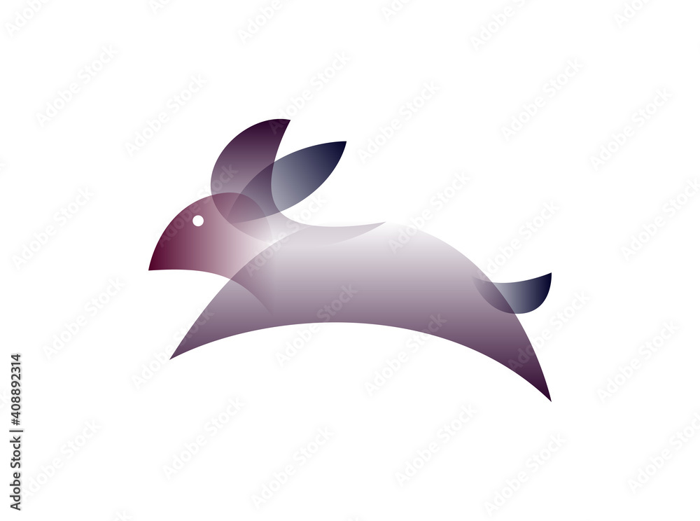 Fototapeta premium Vector rabbit in gradient style. Digital art