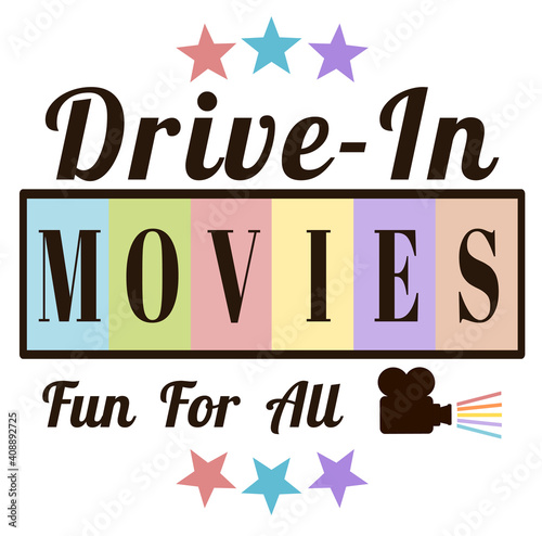 Retro drive-in movies sign with vintage projector