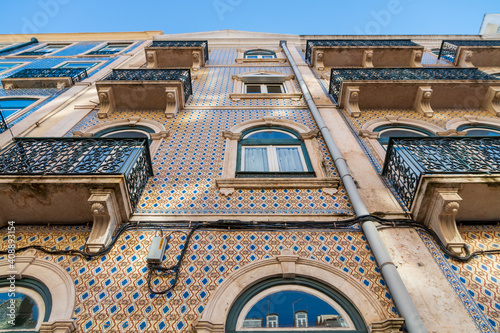 Picture of the famous colored tiles of Lisbon.