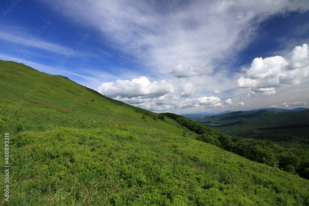 Landscape of Carynska in spring, Bieszczady National Park, Poland Landscape of Carynska in spring, Bieszczady National Park, Poland