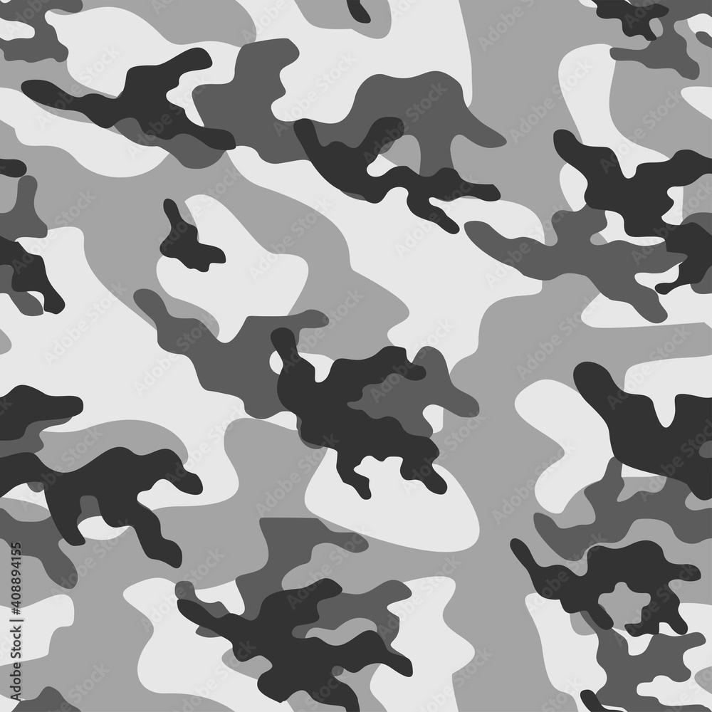 grey Military camo seamless pattern. Forest background on textile. Stylish new design. Ornament. Vector grey Military camo seamless pattern. Forest background on textile. Stylish new design. Ornament. Vector