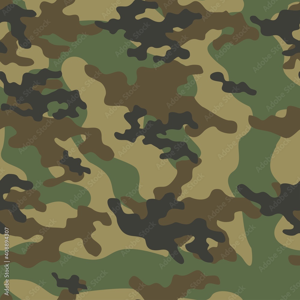 Green camouflage pattern military texture on textile. Repeat print. Fashionable background. Vector Green camouflage pattern military texture on textile. Repeat print. Fashionable background. Vector