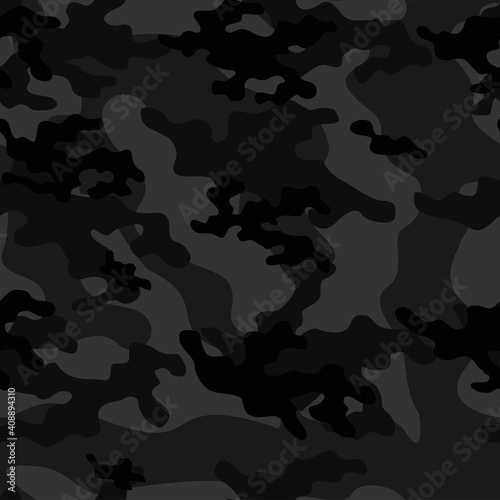 dark Texture army camouflage seamless pattern. Military forest background. Ornament. Vector illustration.