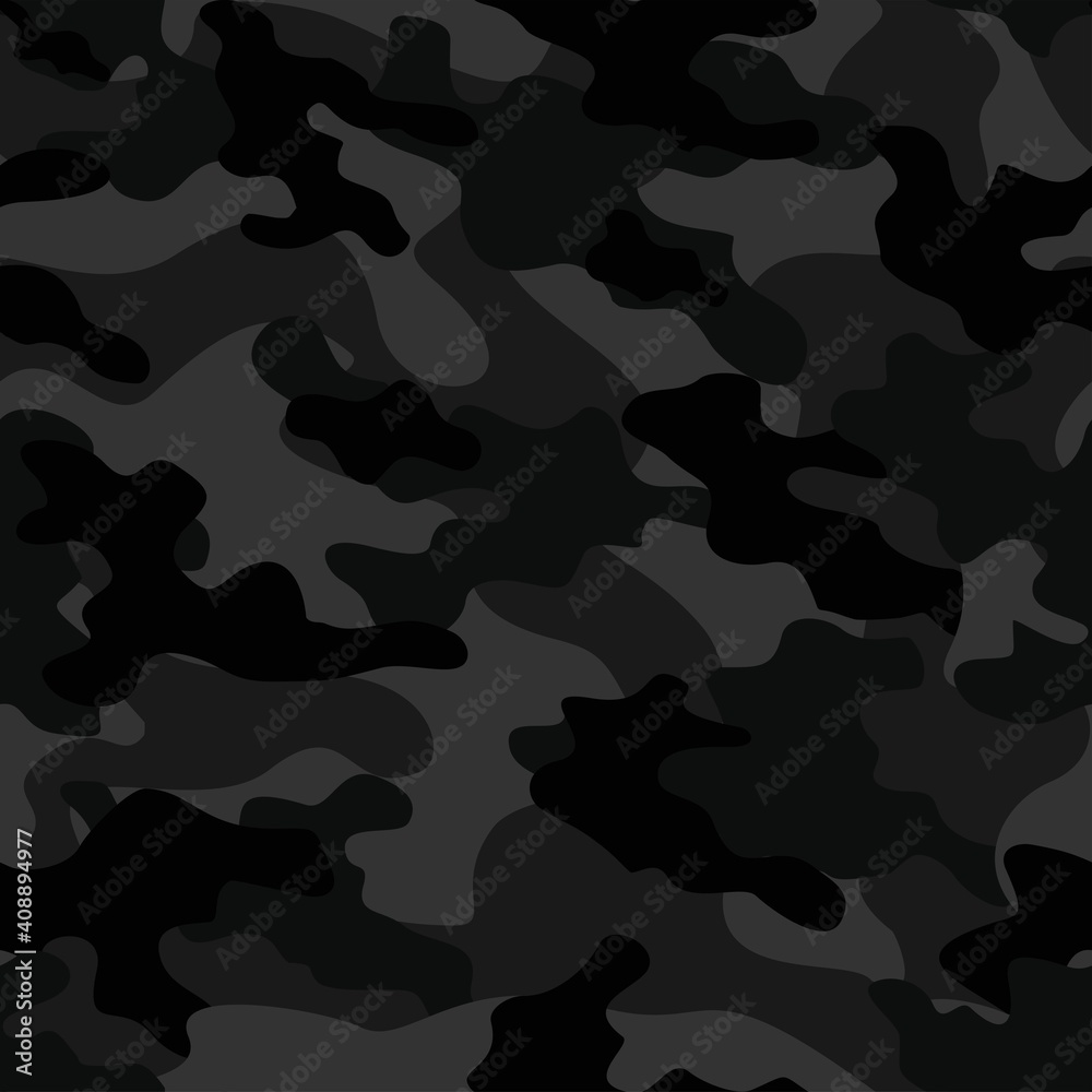 Military Camo Print. Gray Camo Print. Tree Dark Grunge. Modern