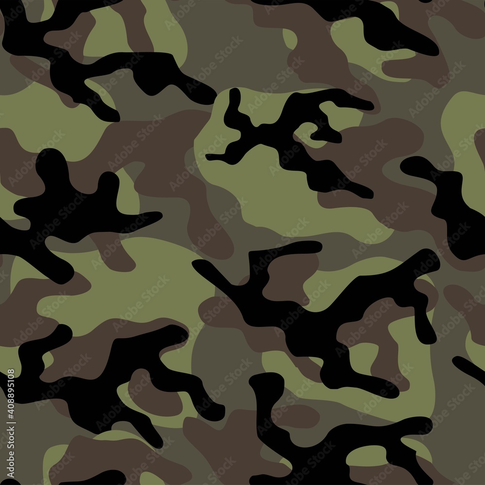 dark green military camouflage vector seamless print