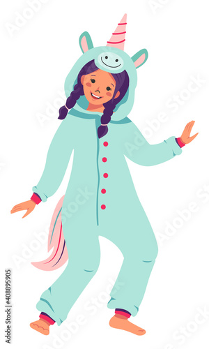 Girl in unicorn carnival costume