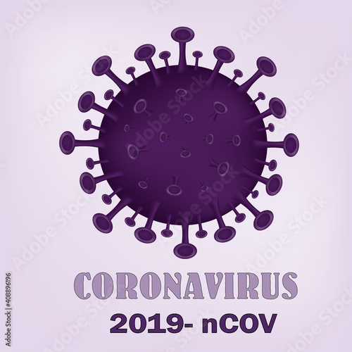 Purple bacterium pneumoniae microbe under a microscope during a coronavirus pandemic