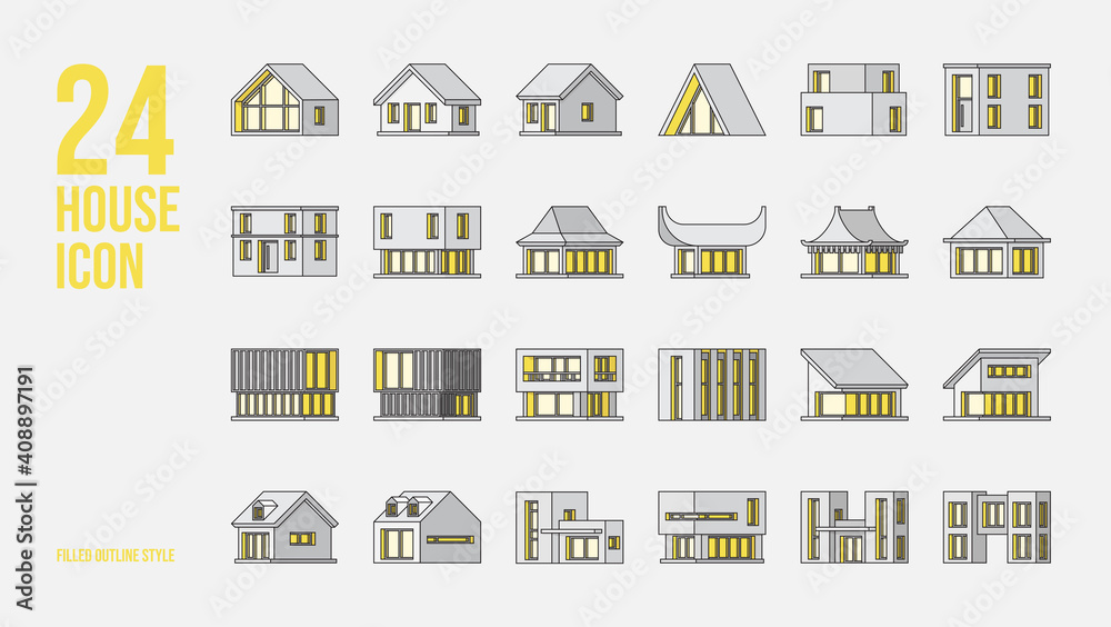 24 House Icon In Filled Outline Style