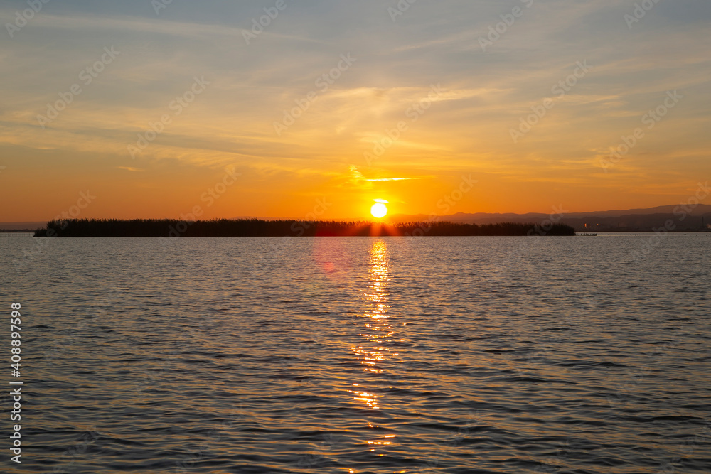 Obraz premium nice sunset in a lagoon
