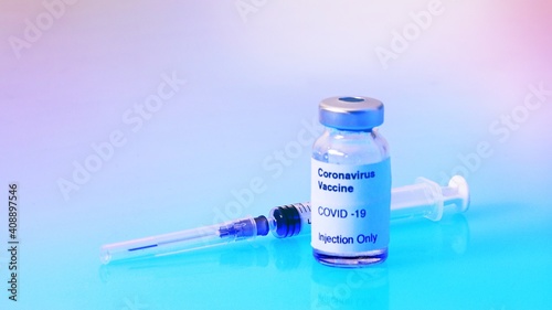 Disease outbreak. Medical syringe with needle for protection flu virus and coronavirus. Covid vaccine on white. Syringe, medical injection