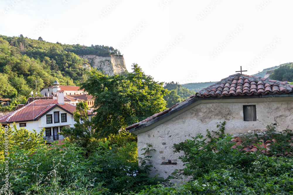 Typical street and old houses in Melnik, Bulgaria Typical street and old houses in Melnik, Bulgaria