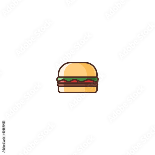 Illustration of Burger Filled Color Icon - Fast Food Icon Set Vector Illustration Design.