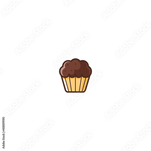 Illustration of Cupcake Filled Color Icon - Fast Food Icon Set Vector Illustration Design.