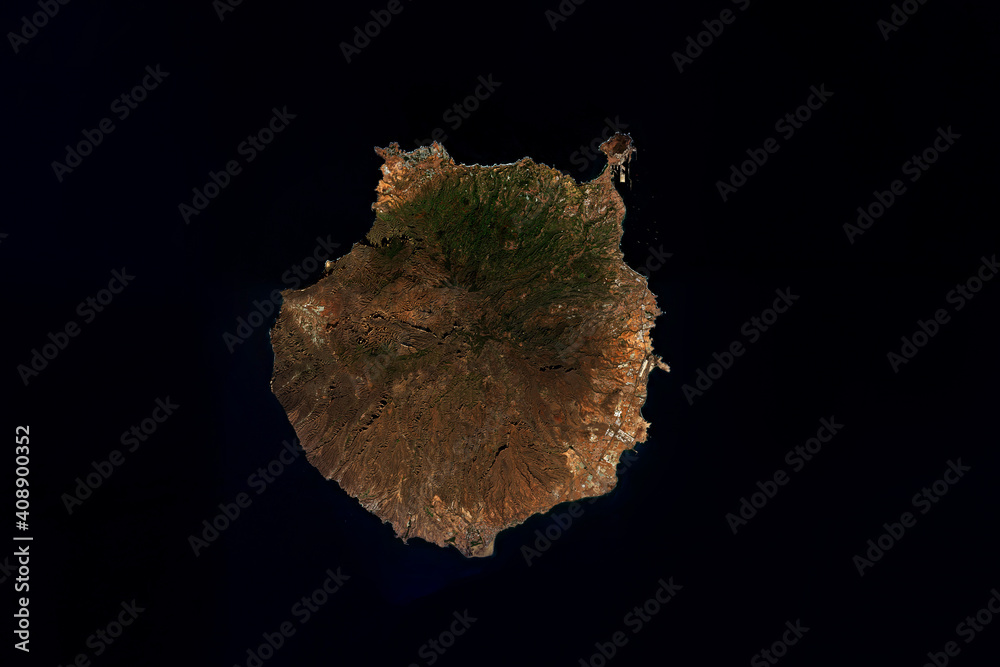 Obraz premium High resolution satellite image of Gran Canaria, the second most populous of the Canary Islands, Spain - contains modified Copernicus Sentinel Data (2020)